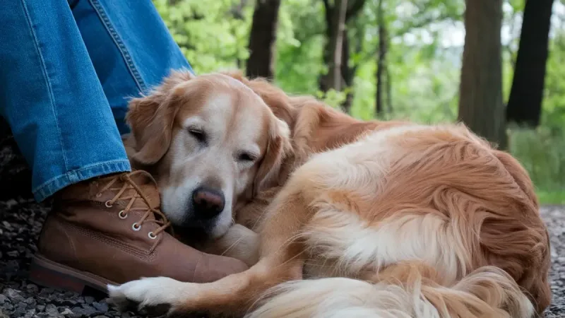 A razão tocante pela qual seu Golden Retriever prefere dormir encostado no seu pé